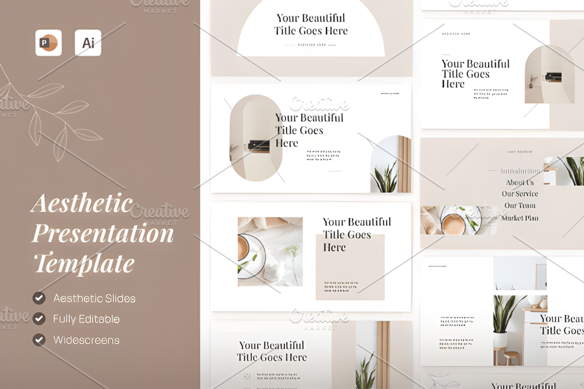 Aesthetic Presentation Templates, a Marketing Template by Ink Gallery (Photo 1 of 3)