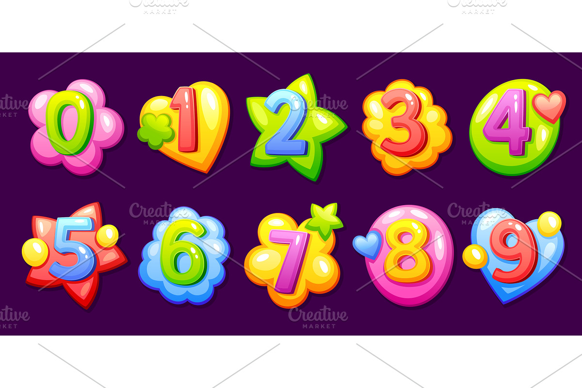 Childish cartoon numbers. Kid fun, a Graphic by Stock-Smart-Start