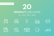 20 Product Line Icons, an Outline Icon by Floating Forest Studio (Thumbnail 1 of 2)