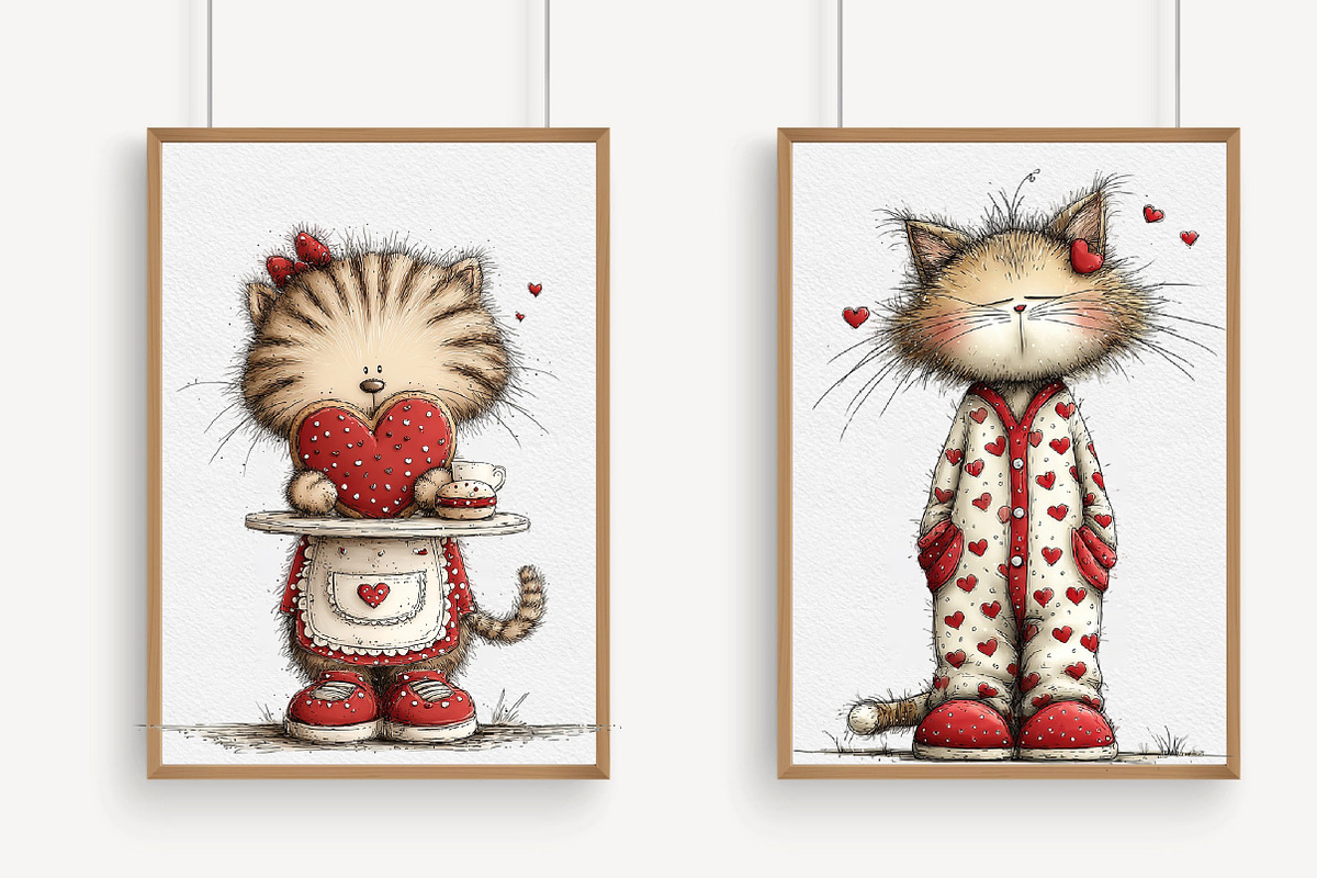 Whimsical Valentine Cat Clipart, an Illustration by Libby Wishes (Photo 4 of 7)