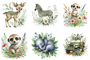 Watercolor Spring Safari Time, a Seasonal Illustration by DreamArtGraphic (Thumbnail 2 of 4)