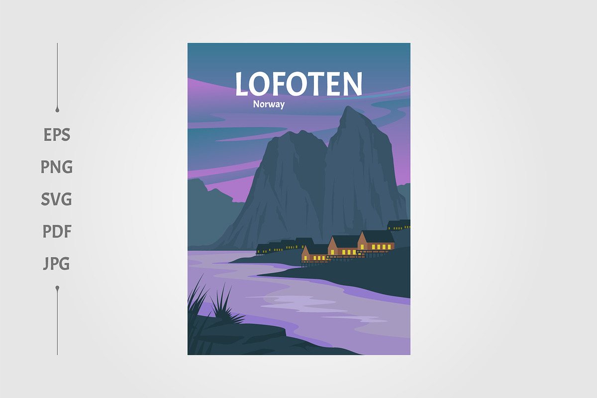 lofoten norway poster vintage, a Wallpaper Graphic by lawoel