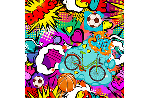 Seamless graffiti sports background, a Sport Illustration by Nenahliadava Design