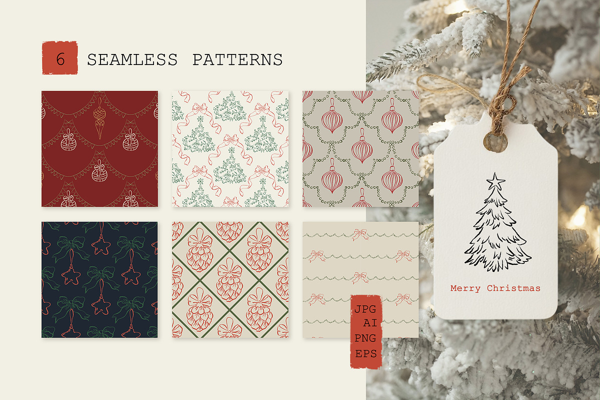 Christmas Line Art Hand Drawn Set, a Seasonal Illustration by Berentine.art (Photo 6 of 9)