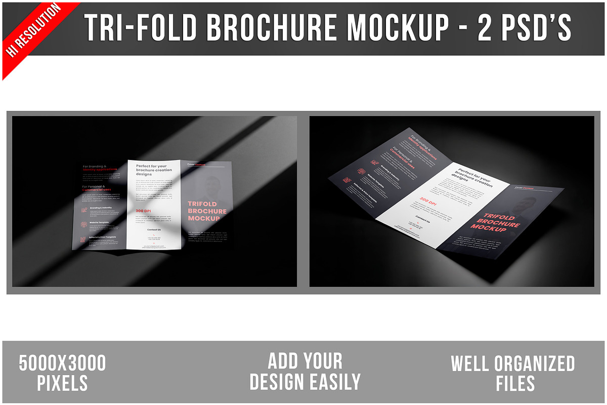 Tri-Fold Brochure Mockup PSD, a Product Mockup by Bruno's Shop (Photo 1 of 4)