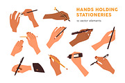 Hands writing with pens, pencils set, a Person Illustration by Good Studio (Thumbnail 1 of 8)