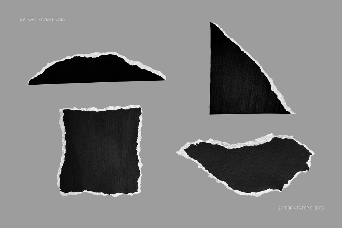 29 Black & White Ripped Paper Pieces, a Texture Graphic by Ksuview (Photo 6 of 8)