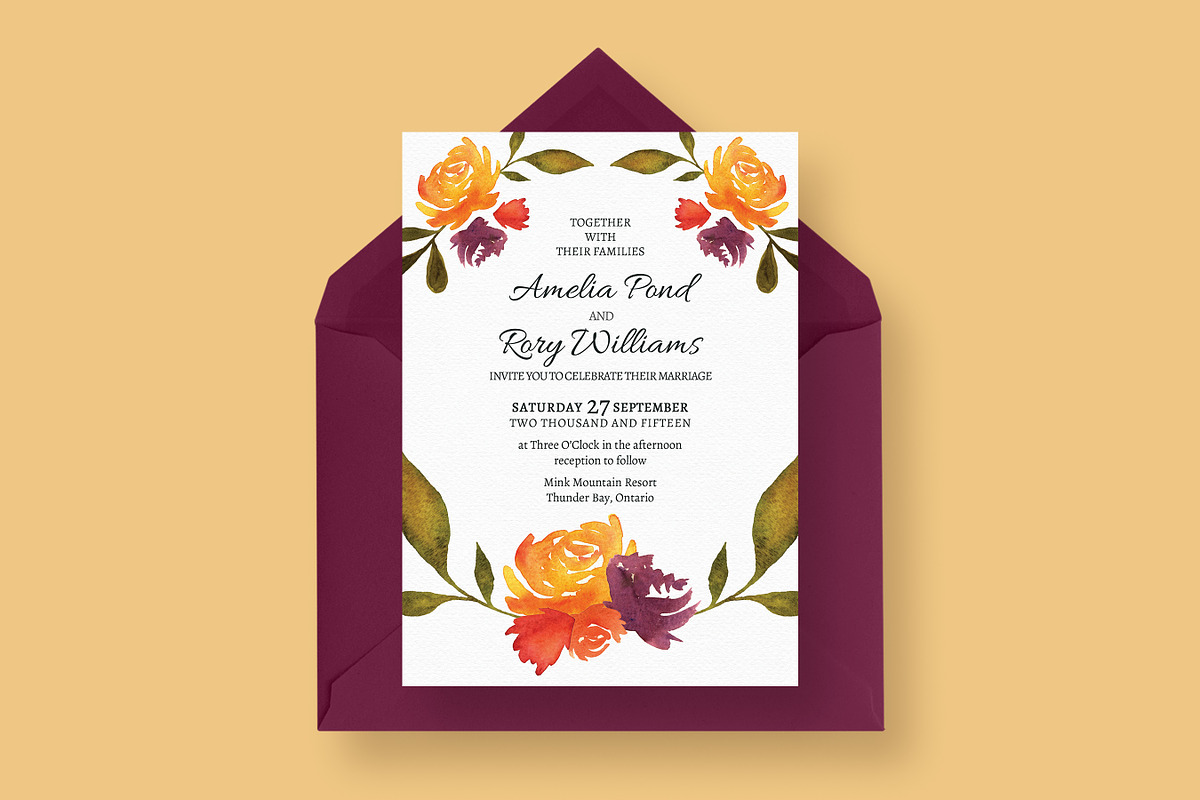 Watercolour Fall Wedding Suite, an Invitation Template by Knotted Design (Photo 3 of 6)
