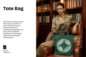 Elegant Reading Room Tote Bag Mockup