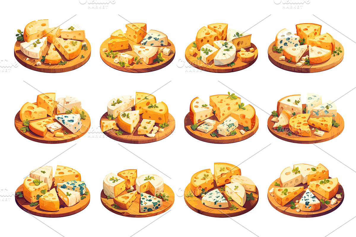 Set of cartoon boards with different, a Food Illustration by LadadikArt