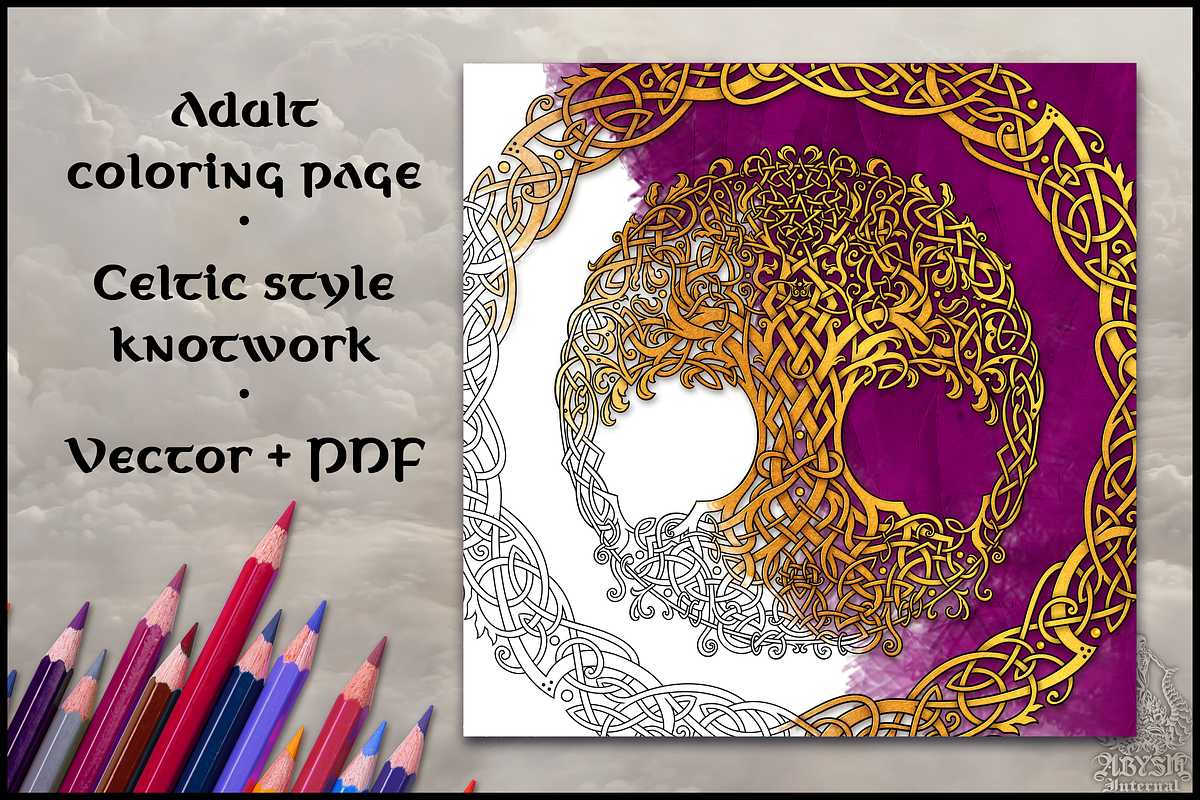 Celtic Tree of, Life Coloring Page, a Decorative Illustration by Abysm Internal (Photo 1 of 4)