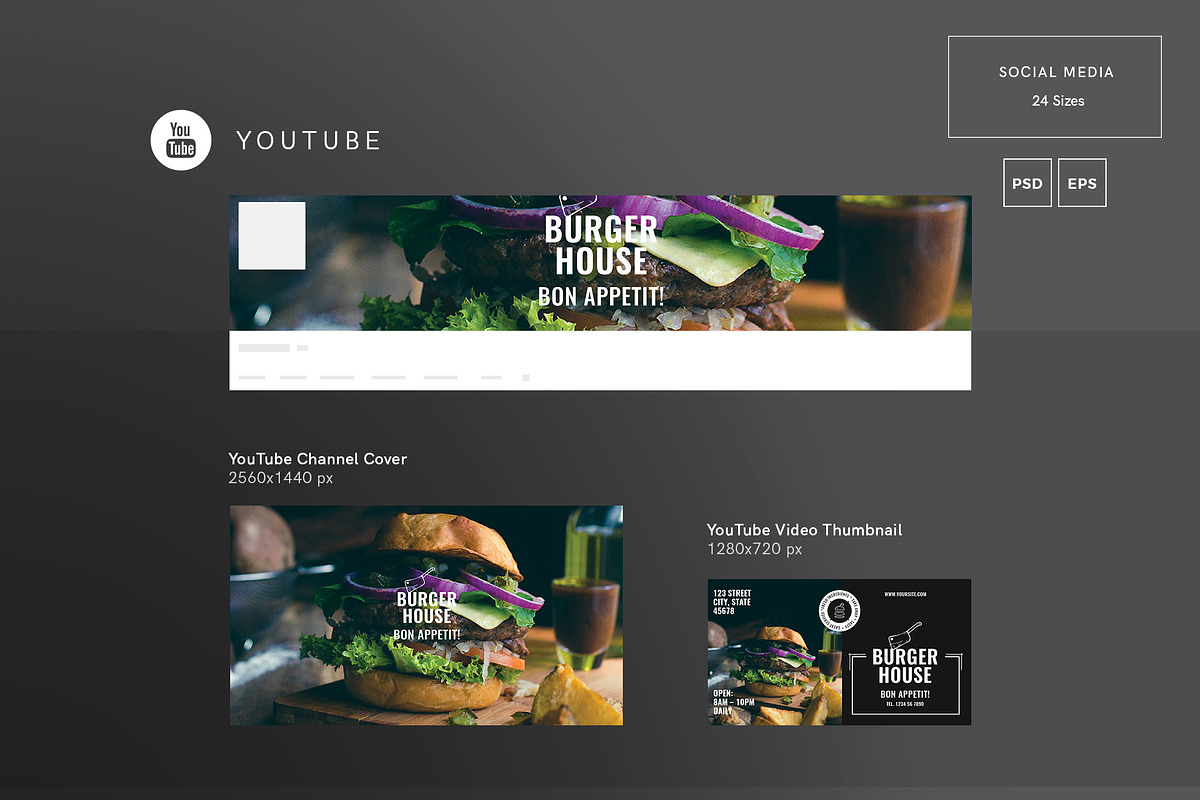 Social Media Pack | Burger House, a Social Media Template by Amber Graphics (Photo 4 of 10)