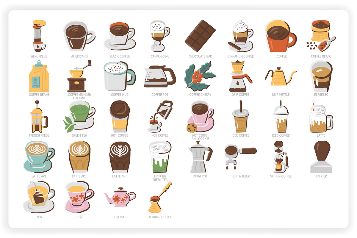 36 Coffee Elements, a Graphic by monkik (Photo 6 of 9)