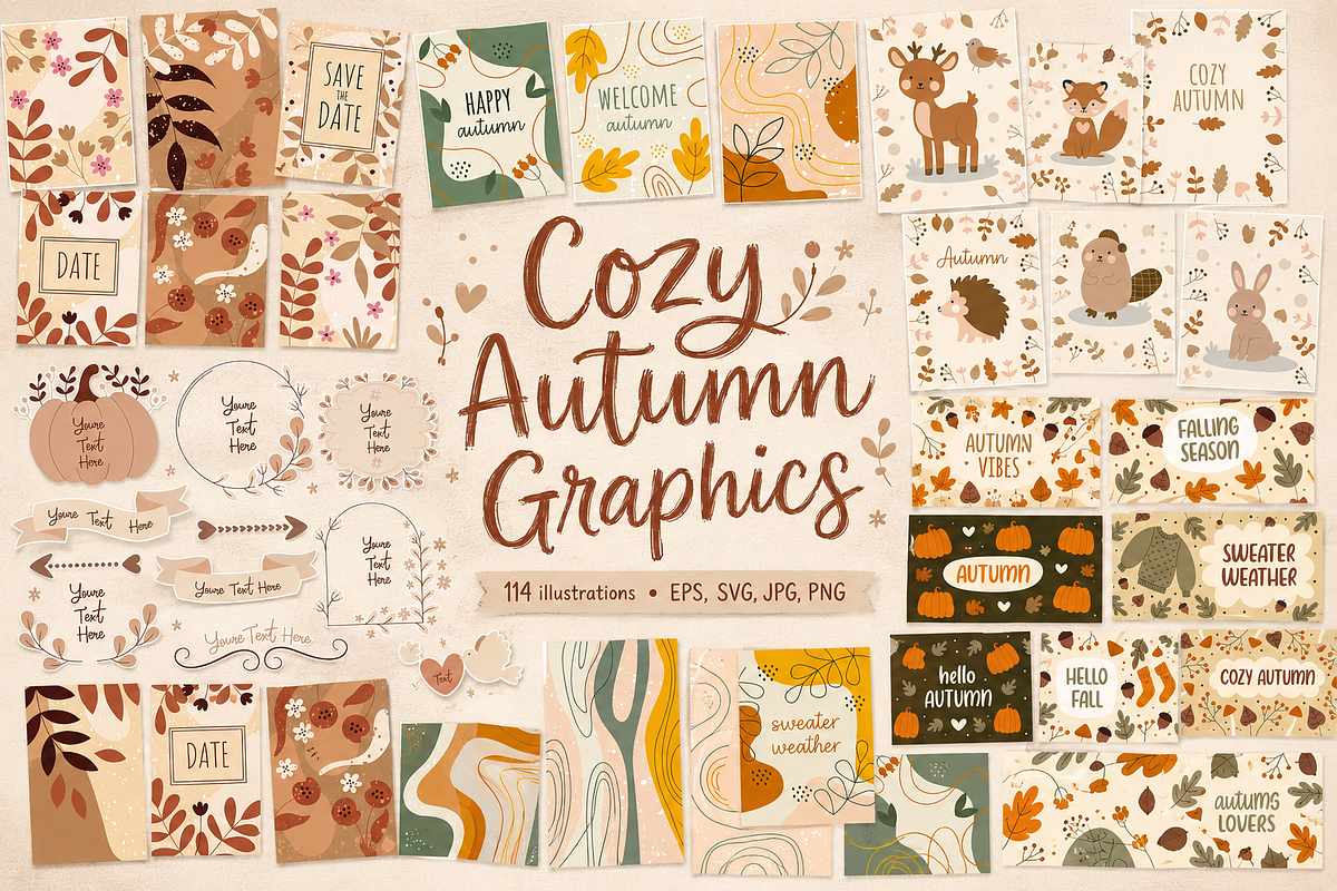 Cozy Fall Clipart Bundle, a Seasonal Illustration by Anna Studio (Photo 1 of 13)