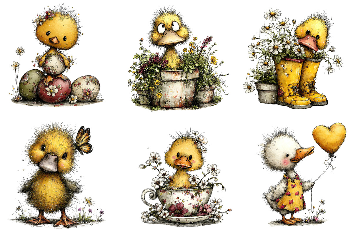 Whimsical Spring Duck Clipart, an Illustration by Dream Creation (Photo 2 of 6)