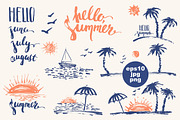 Beach scenes set, a Seasonal Illustration by katya.bogina (Thumbnail 1 of 6)