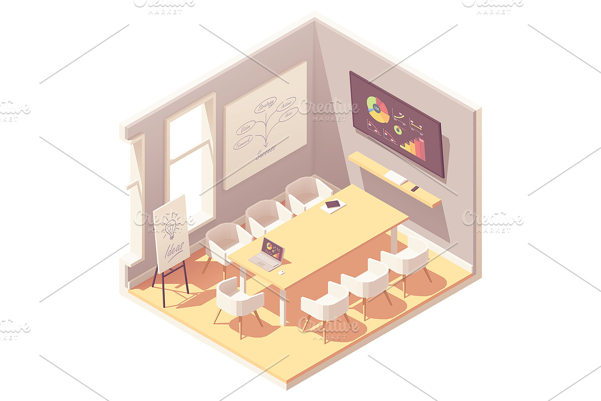 Vector isometric office interiors, a Work Illustration by tele52 (Photo 7 of 17)