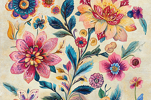 Vintage Floral Embroidery Pattern