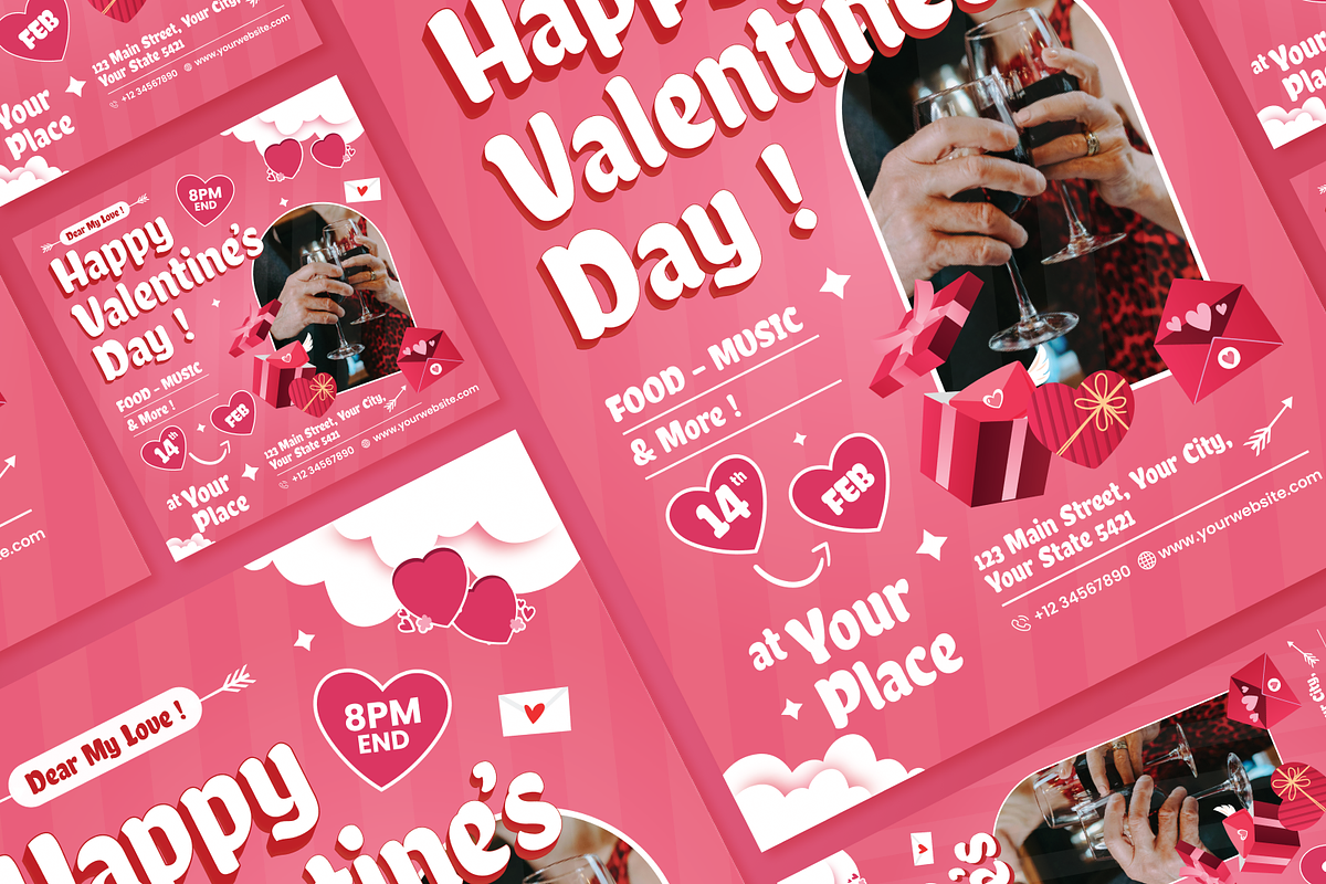 Pink Valentine Day Flyer Set, a Flyer Template by SquidPixey (Photo 6 of 6)