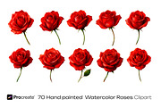 Scarlet Red Roses Wedding watercolor, a Decorative Illustration by crafty (Thumbnail 10 of 11)