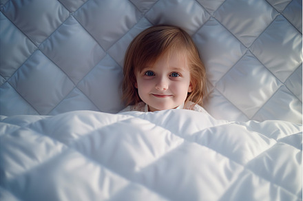 Child wearing shite quilt looks, a Person Photo by Ylivdesign