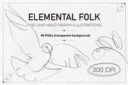 Elemental Folk: 40 PNGs, a Seasonal Illustration by byJuliaKors (Thumbnail 1 of 3)