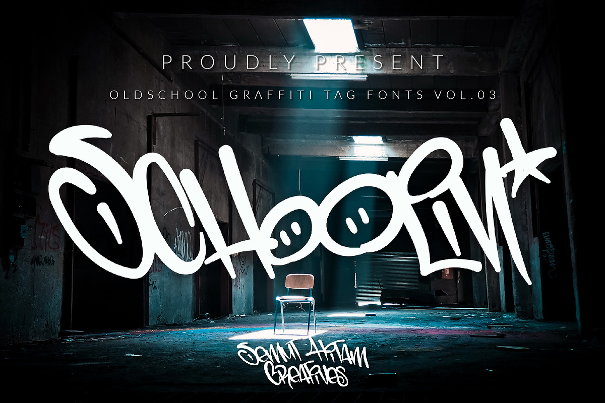 Schoolin - Graffiti Fonts, a Blackletter Font by SemutHitam Creative (Photo 1 of 7)