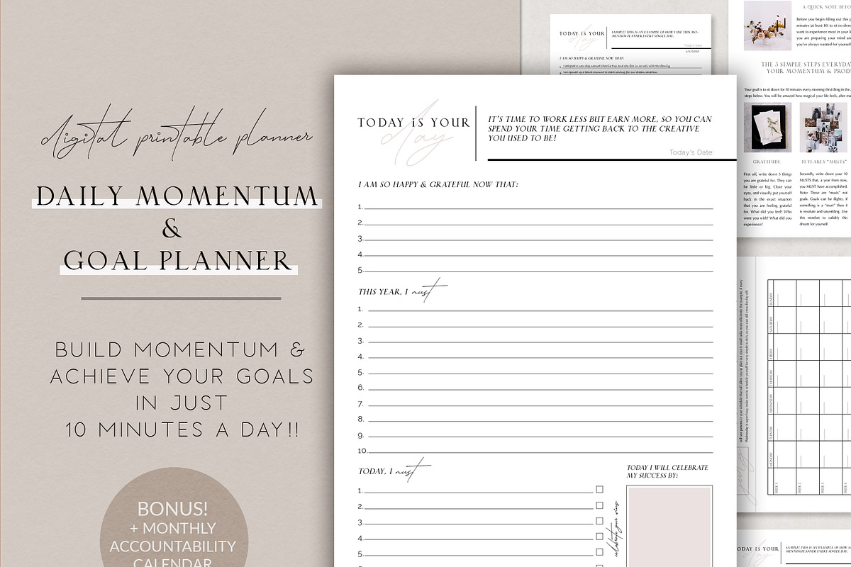 Daily Printable Planner for Creative, a Brochure Template by CreativeMavenCo. (Photo 1 of 7)