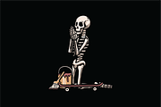 Skeleton Praying with Skateboard, an Object Illustration by nomlimo.com (Thumbnail 1 of 3)