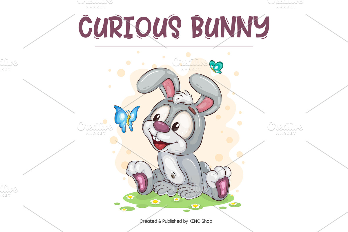 Set of Cartoon Bunny Image_03., an Animal Illustration by KENO Mascots (Photo 5 of 13)
