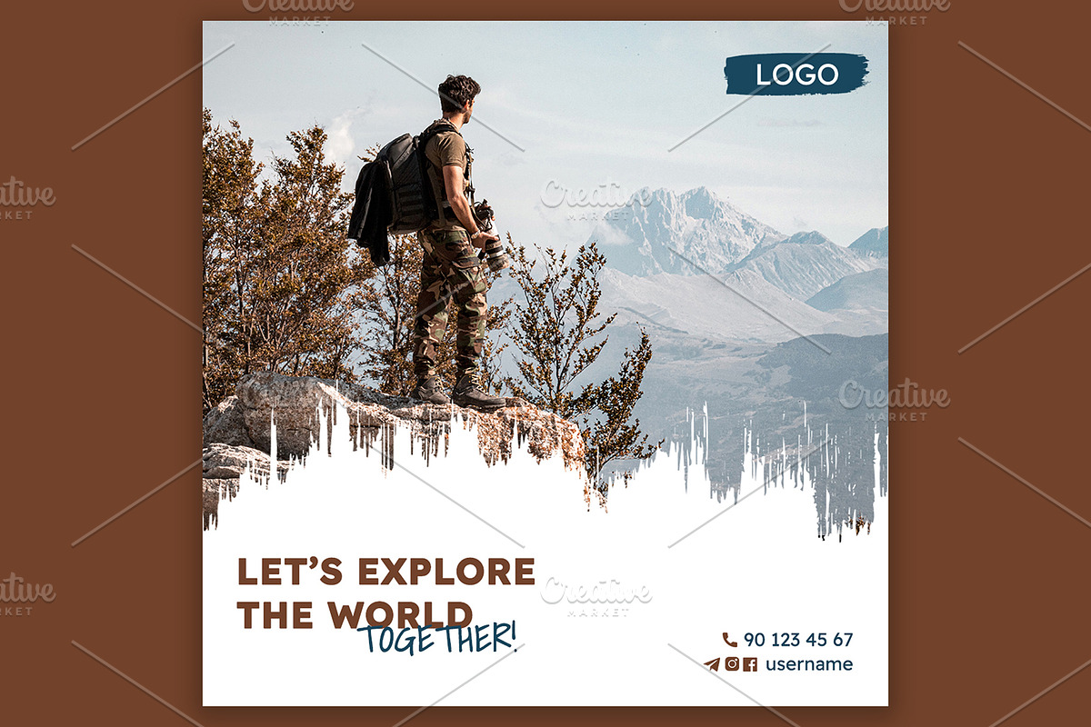 Travel social media template, a Social Media Template by Ravshanov Studio