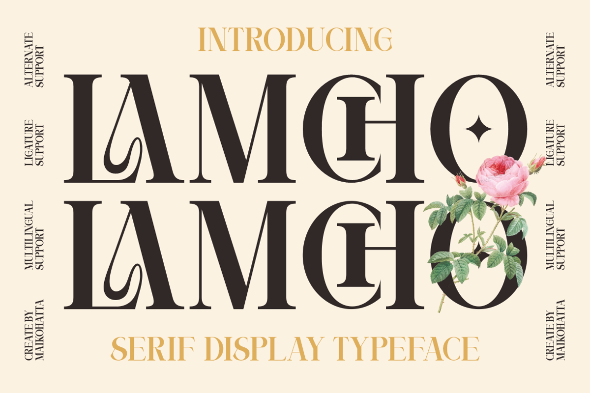 Lamcho - Serif Display Typeface, a Serif Font by MaikoHatta (Photo 1 of 8)