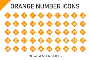 1-50 Orange Cube Number Icons