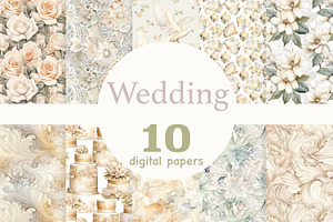Watercolor Wedding Digital Paper, a Pattern Graphic by GlamArtZhanna