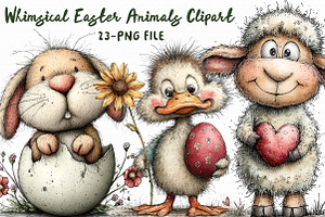 Whimsical Easter Animals Clipart, a Graphic by Libby Wishes