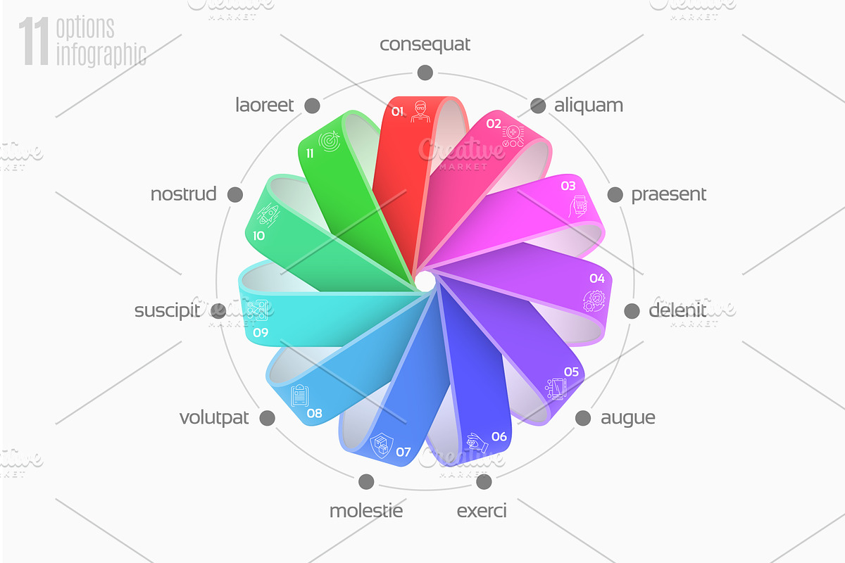 Circular diagram template with 11, an Illustration by RevelStockart
