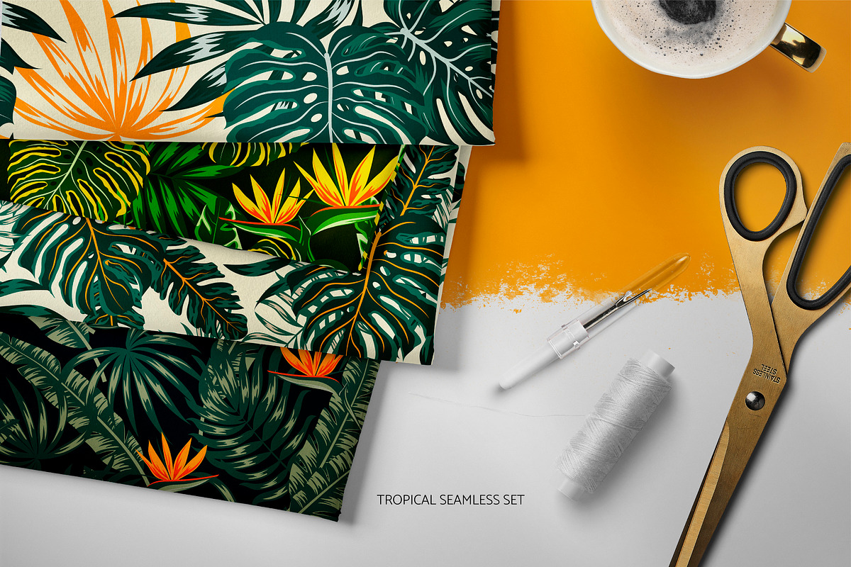 Tropical seamless patterns & leaves, a Pattern Graphic by EltaMaxArt (Photo 3 of 15)