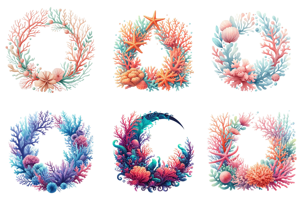 Watercolor Coral Reef Frames PNG, an Illustration by SinaCreation (Photo 4 of 5)