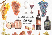 Wine and grapes set illustrations, a Food Illustration by Ann Astro (Thumbnail 2 of 9)