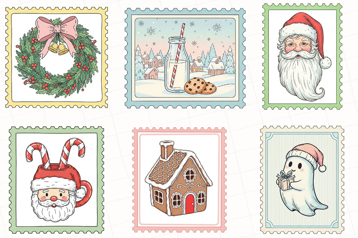 Christmas Postage Stamp Clipart, an Illustration by OK Design (Photo 4 of 5)