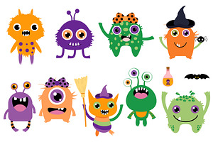 Cute Halloween Monsters Clip Art