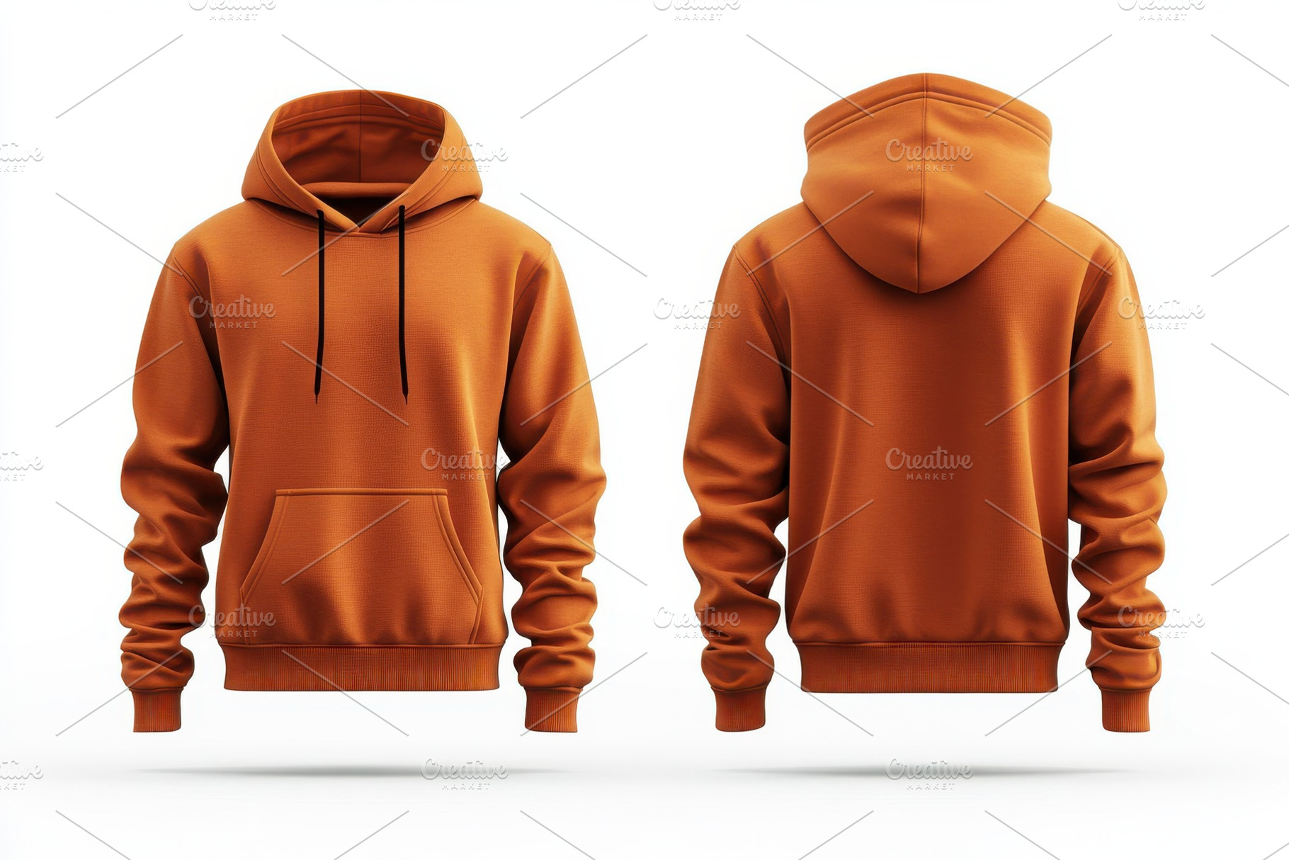 Orange Hoodie Mockup Front and Back, a Beauty & Fashion Photo by Pixeness Studio