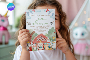 Girl Farmhouse Birthday Invitation, an Invitation Template by Digital_Mind
