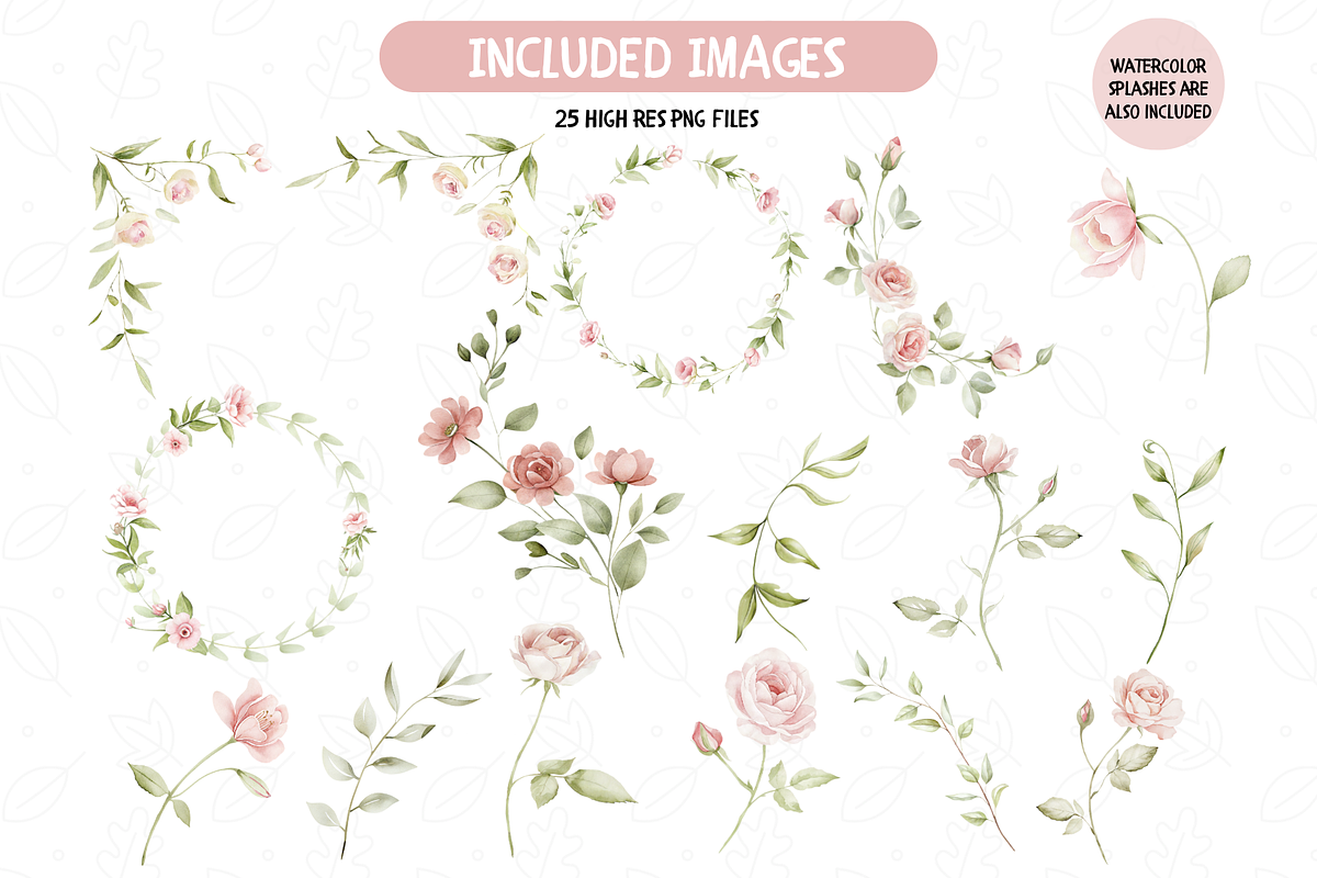 Soft Pink Watercolor Flowers, an Illustration by TatiMockup (Photo 2 of 4)