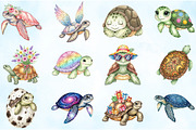 Watercolor Turtle Clipart Bundle, an Illustration by Craft Nest (Thumbnail 3 of 6)