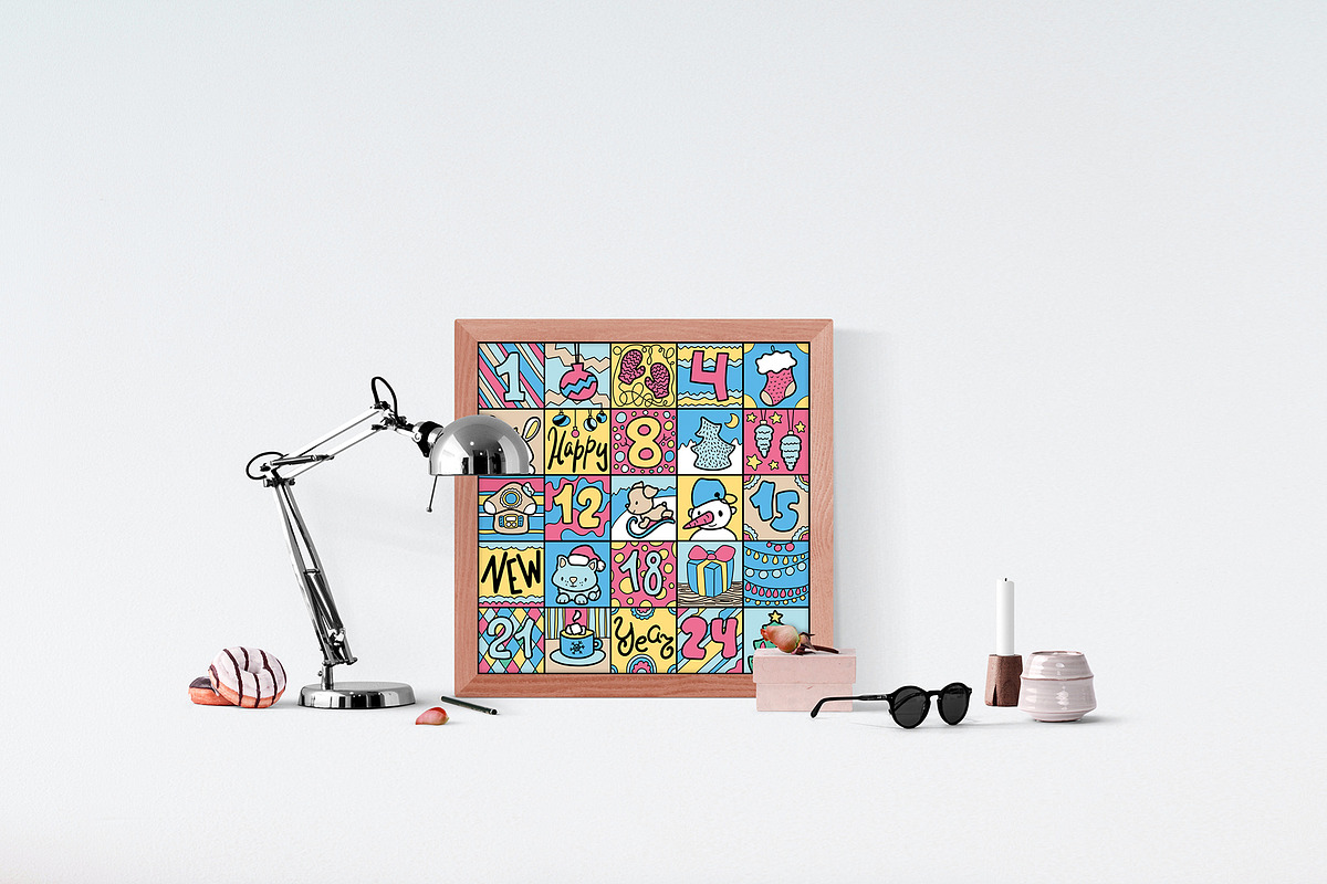 Funny Doodle Square Advent Calendar, a Decorative Illustration by RabbitAndPencil (Photo 5 of 5)