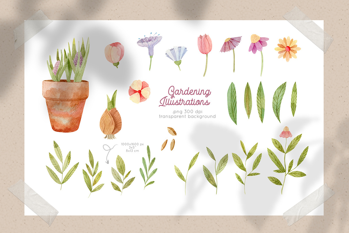 Gardening Tools Clipart, a Decorative Illustration by Julia M. Watercolor (Photo 8 of 11)