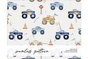Truck Racing seamless pattern boy, a Pattern Graphic by Milatoo (Thumbnail 2 of 5)