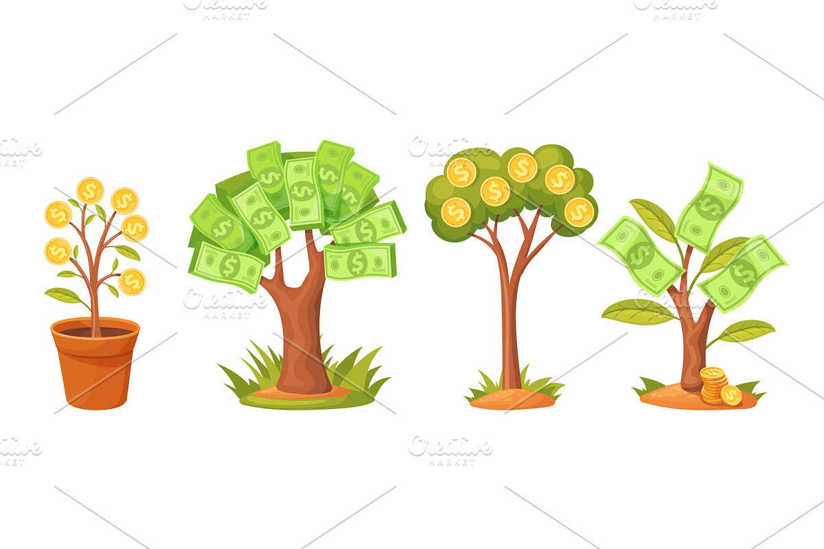 Cartoon money trees. Money tree with, a Finance Illustration by Stock-Smart-Start