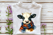 Watercolor Autumn Cow Clipart, an Illustration by Rose Art (Thumbnail 5 of 7)
